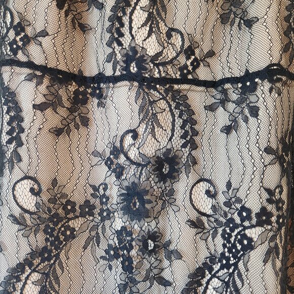 BeBe Black Floral Chantilly Lace Lined Midi Party Dress Small NWT - Picture 8 of 16